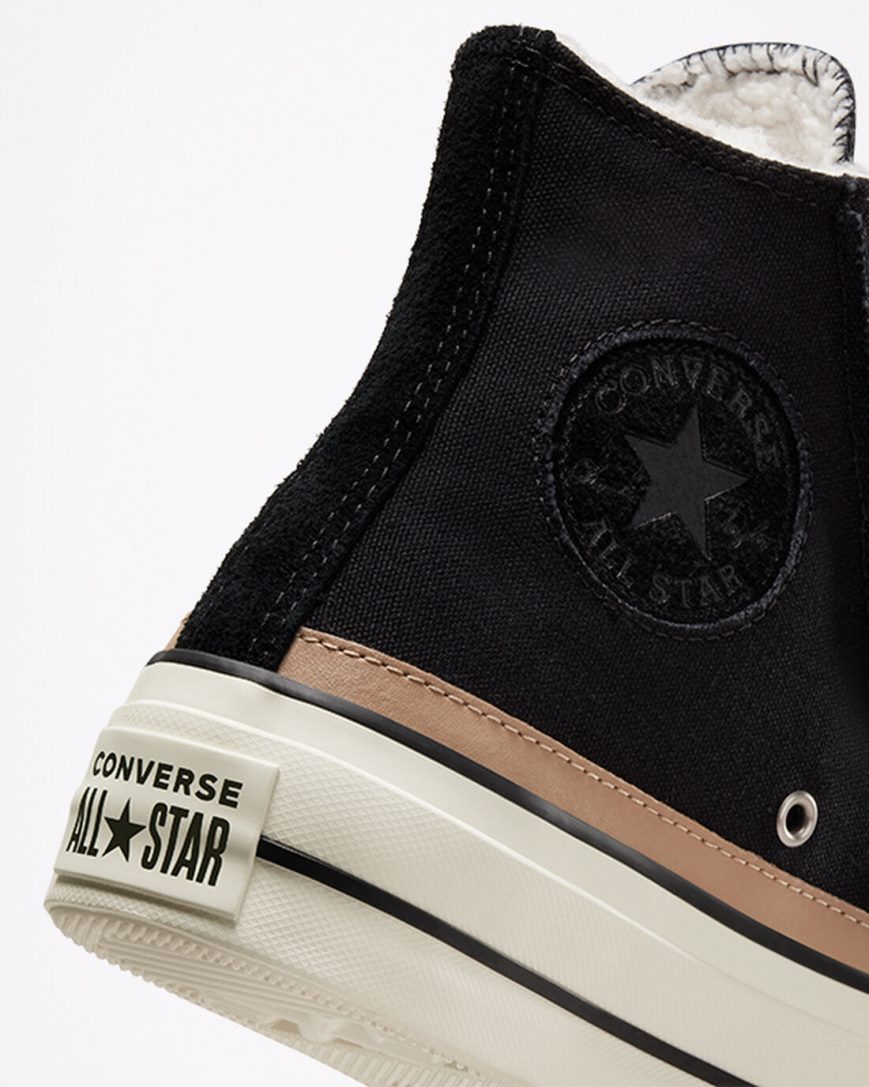 Pantofi Platforma Dama Converse Chuck Taylor All Star Lift Raw Edge Inalti Negrii Maro | RO ONIAH769